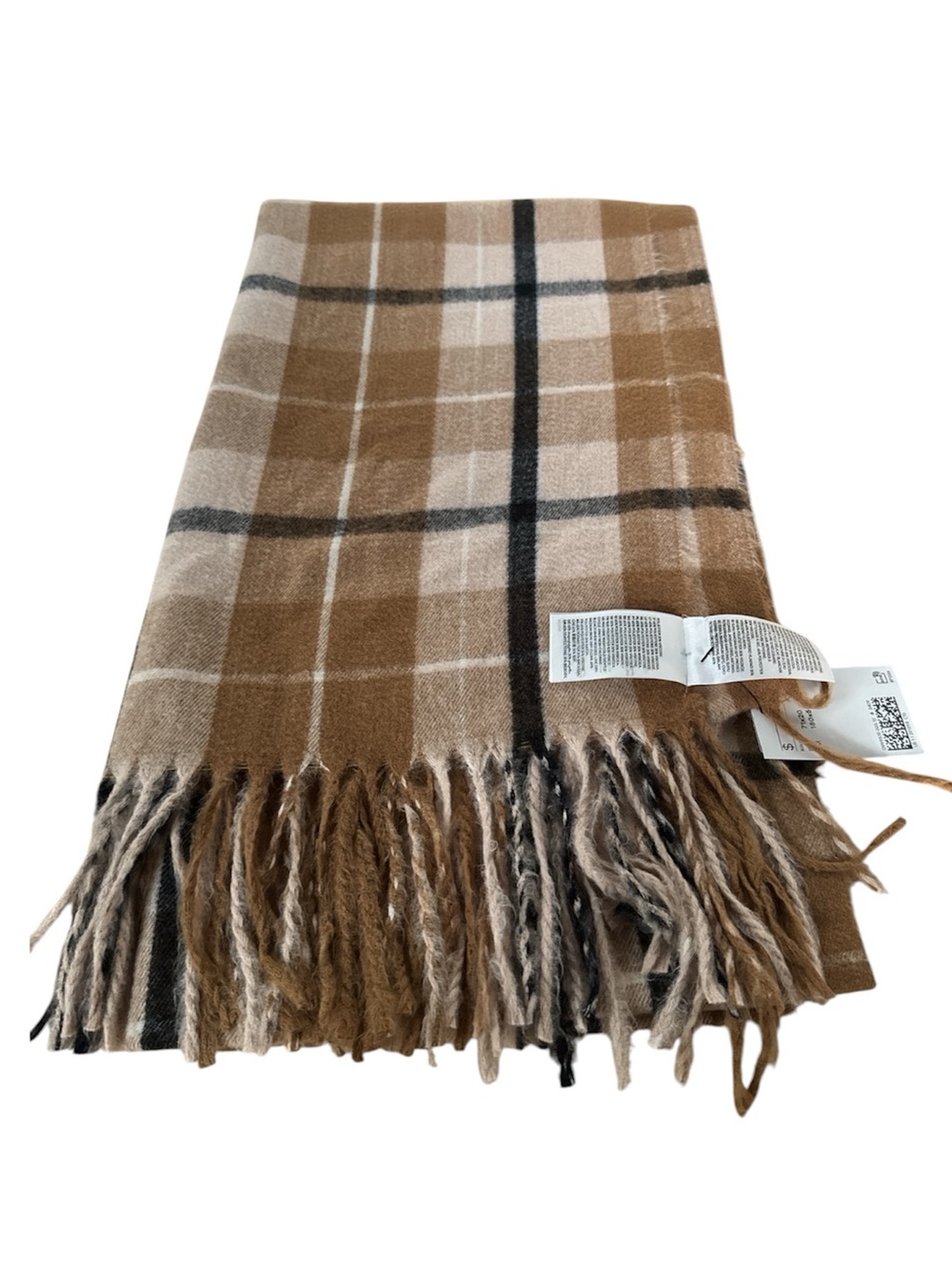 H&M Brown, Cream and Black Plaid Fringe Scarf
